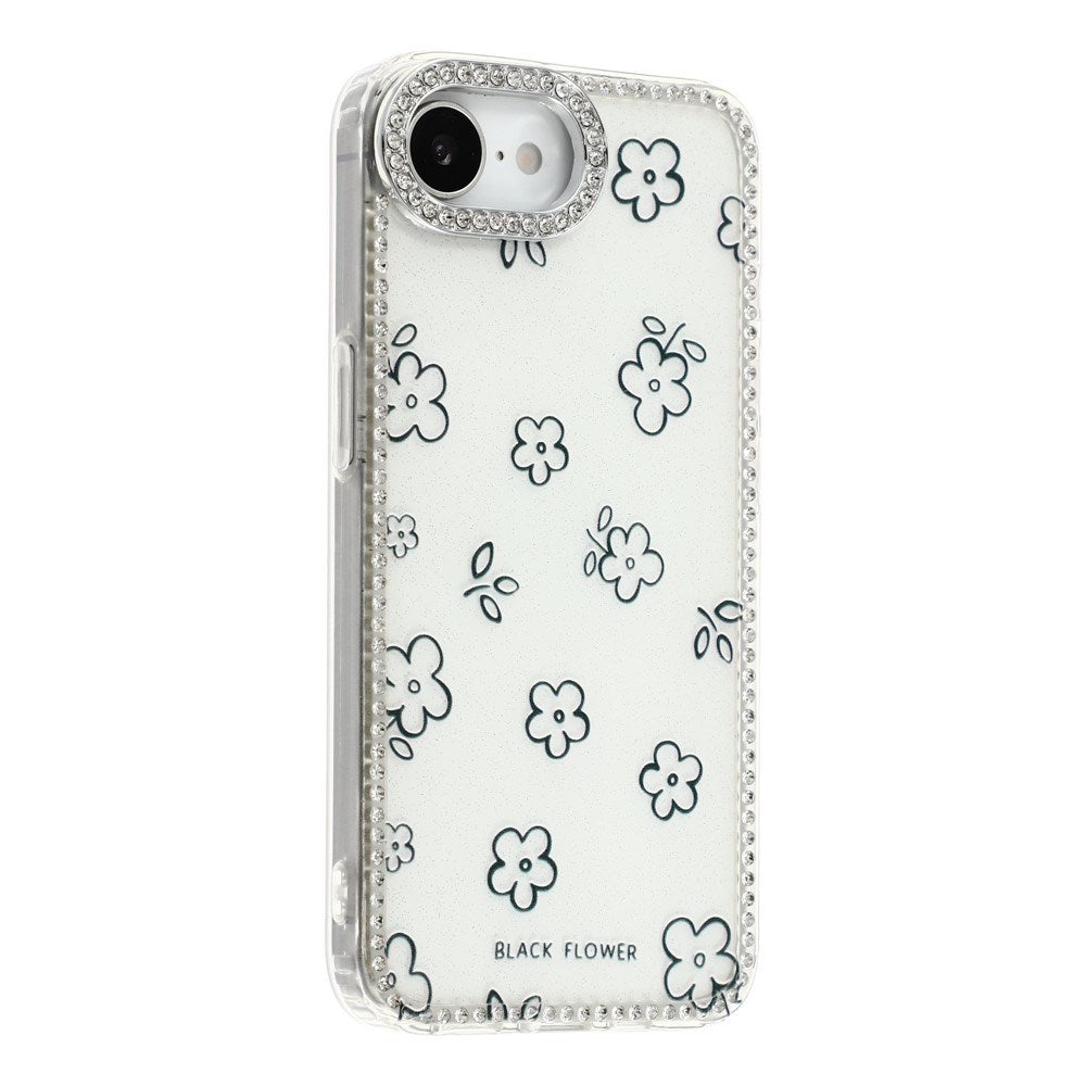 iPhone 17e / 16e EIDERWOOD Hybrid Case with Rhinestone & Floral Design - White / Flowers