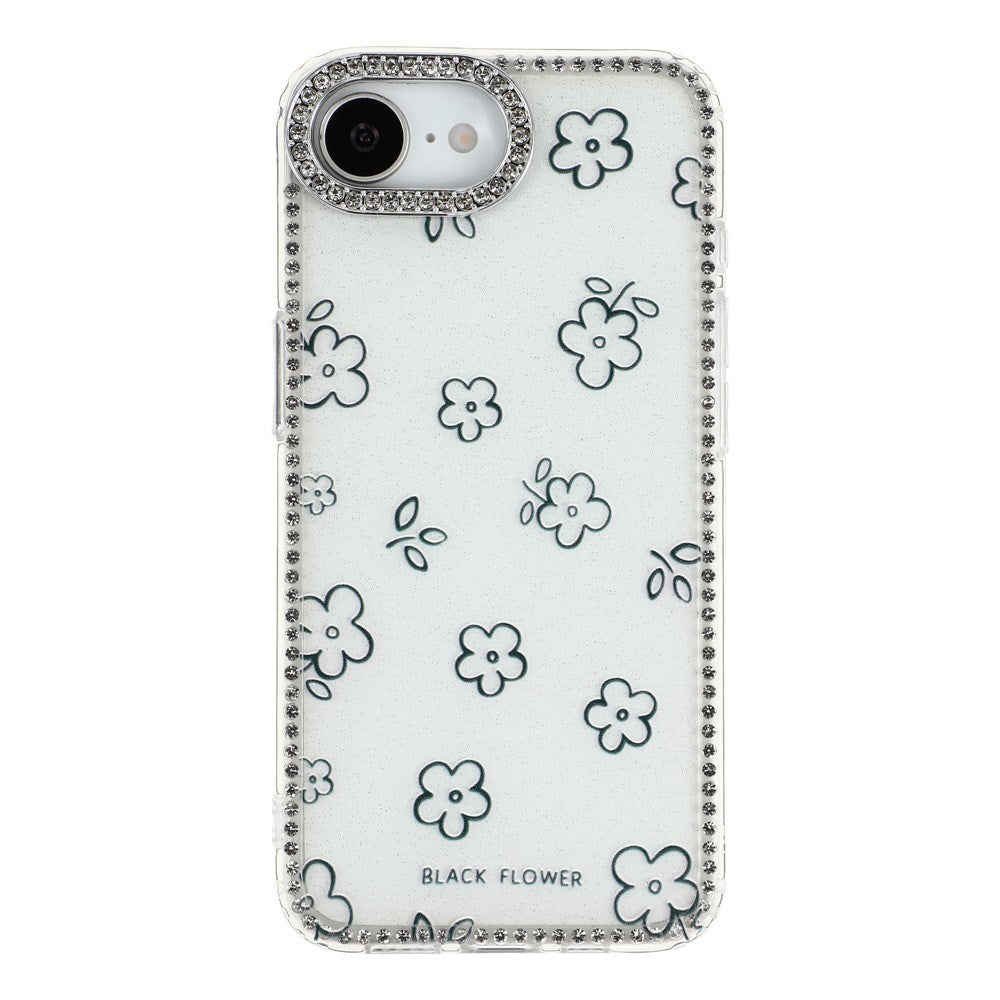 iPhone 17e / 16e EIDERWOOD Hybrid Case with Rhinestone & Floral Design - White / Flowers