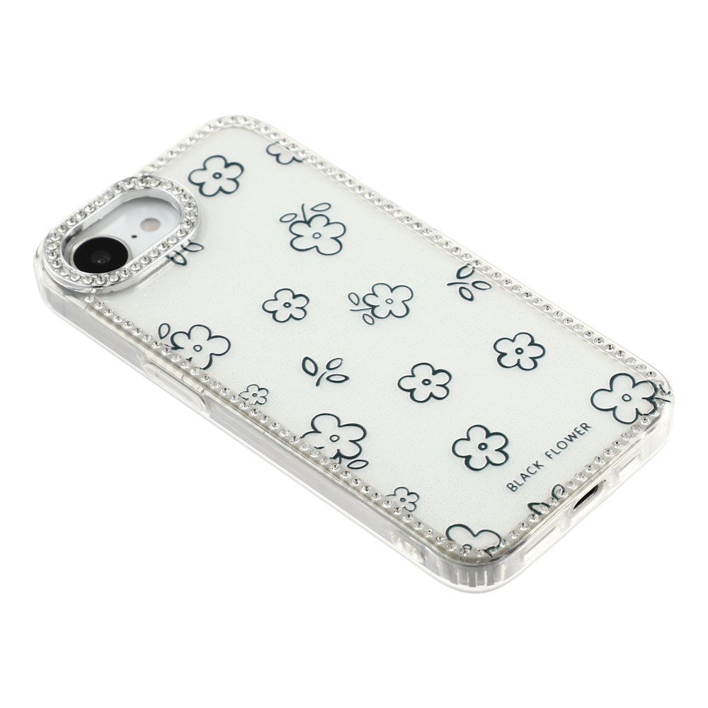 iPhone 17e / 16e EIDERWOOD Hybrid Case with Rhinestone & Floral Design - White / Flowers