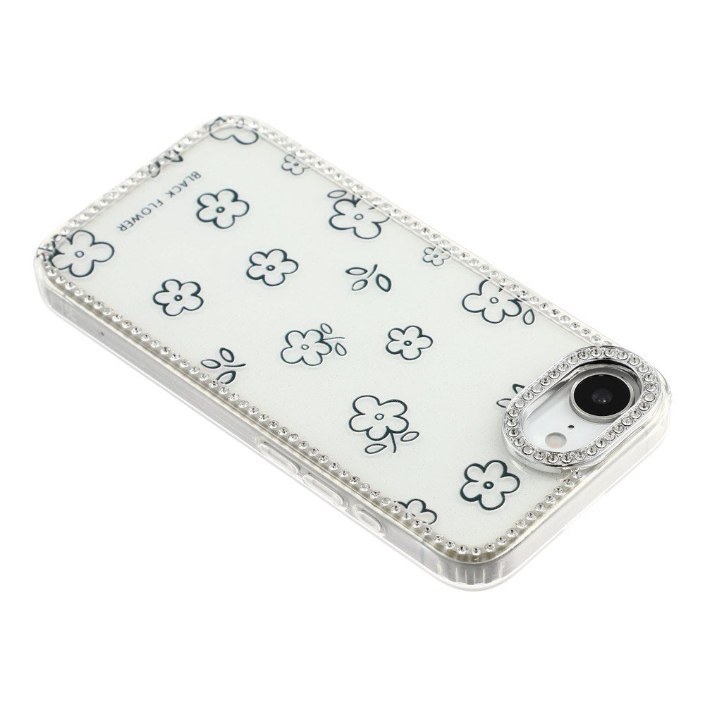 iPhone 17e / 16e EIDERWOOD Hybrid Case with Rhinestone & Floral Design - White / Flowers