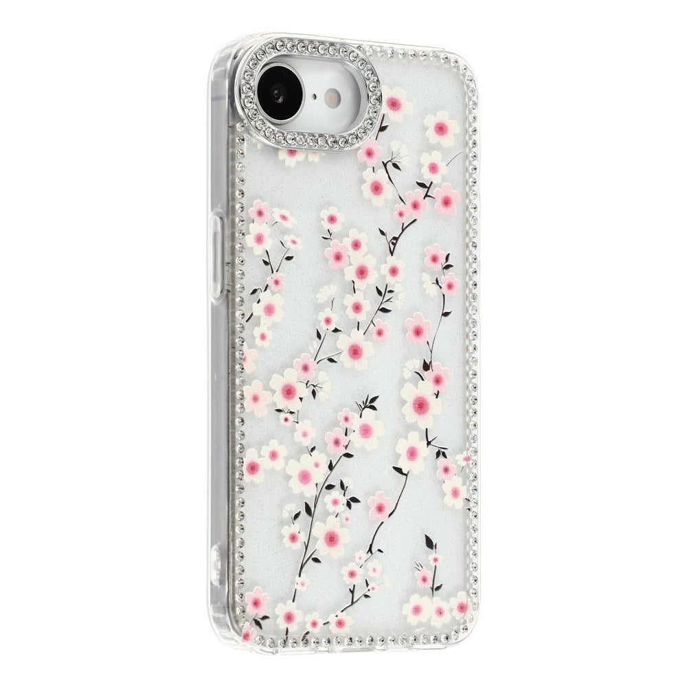 iPhone 17e / 16e EIDERWOOD Hybrid Case with Rhinestone & Floral Design - Transparent / Cherry Blossoms