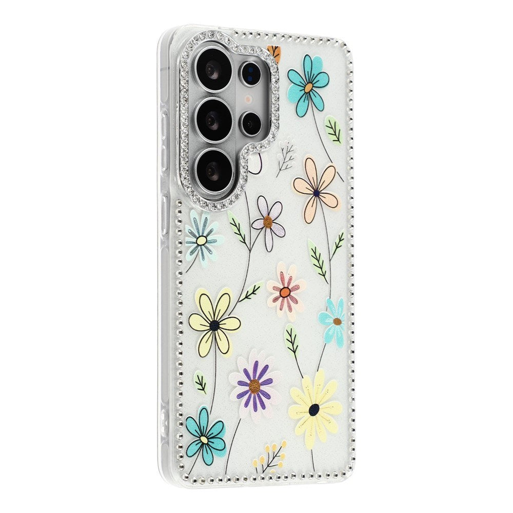 Samsung Galaxy S26 Ultra EIDERWOOD Hybrid Case with Rhinestone & Floral Design - White / Multicolored Flowers