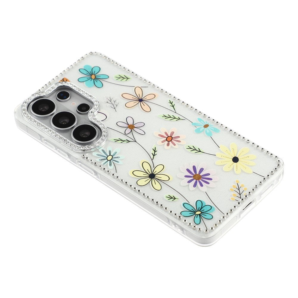 Samsung Galaxy S26 Ultra EIDERWOOD Hybrid Case with Rhinestone & Floral Design - White / Multicolored Flowers