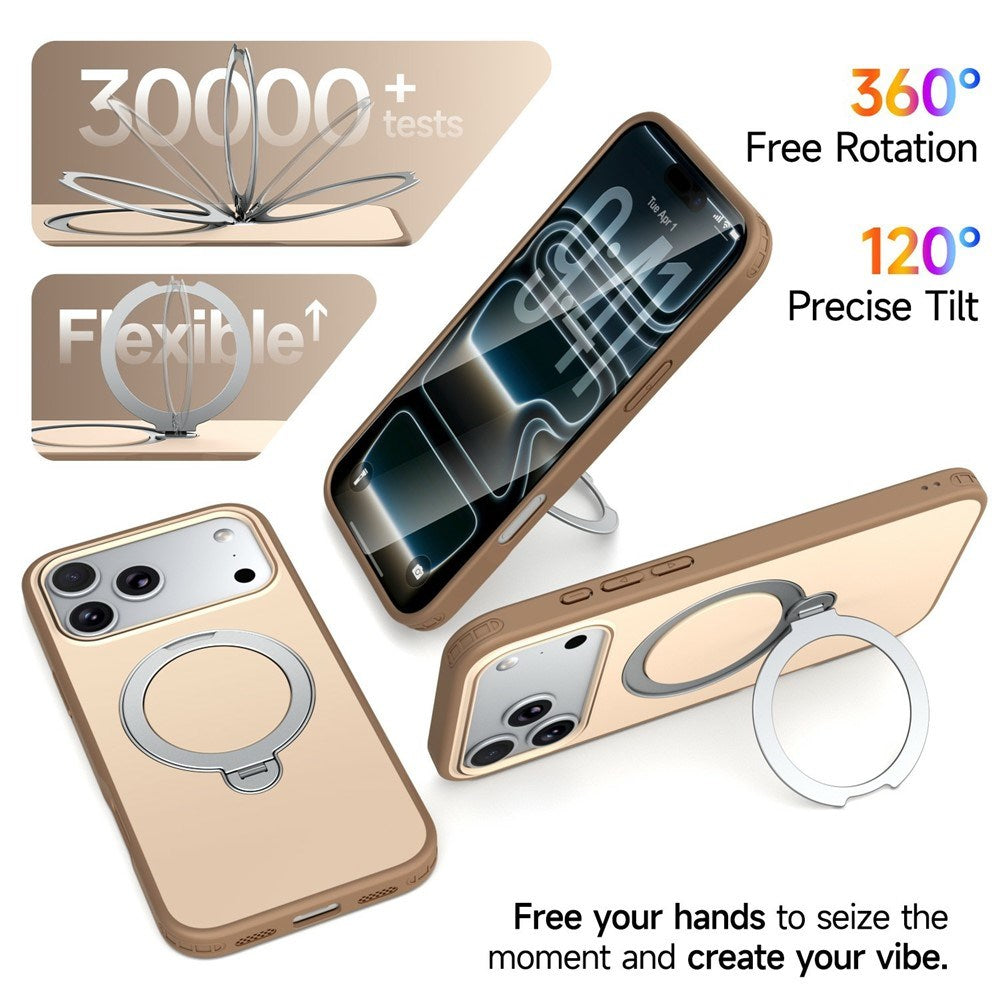 iPhone 18 Pro / 17 Pro EIDERWOOD Hybrid Plastic Case w. Rotating Kickstand - MagSafe Compatible - Beige