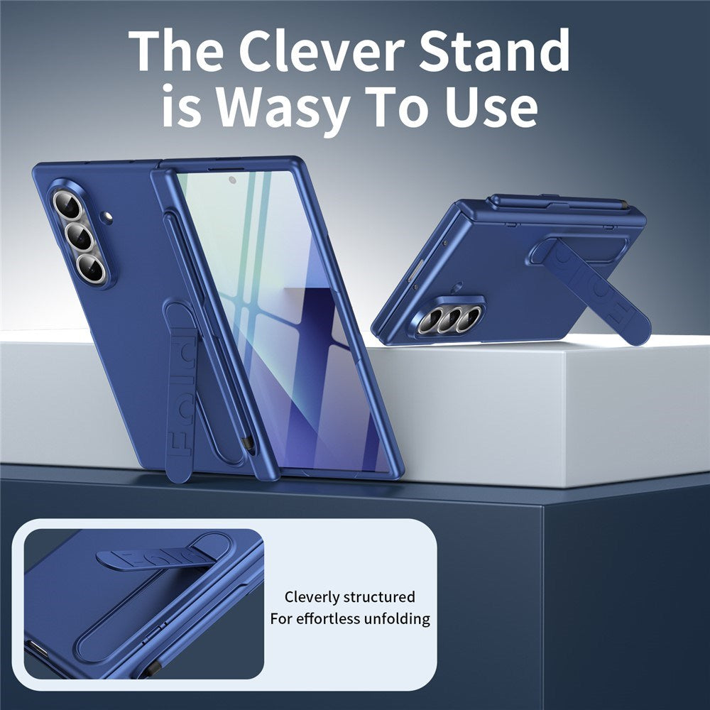 Samsung Galaxy Z Fold8 Hard Plastic Case with Screen Protector & Kickstand - Dark Blue