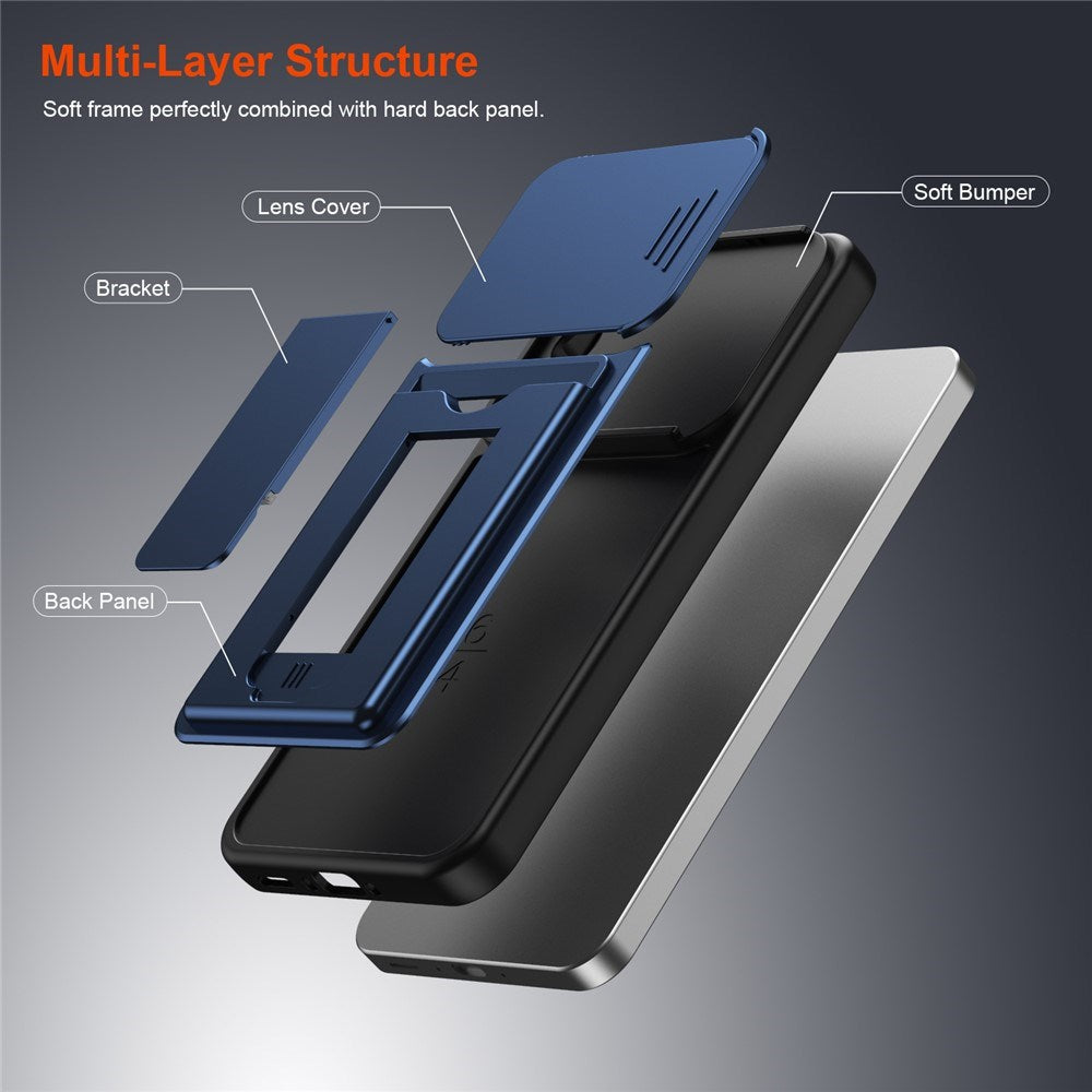Samsung Galaxy A27 EIDERWOOD Hybrid Tough Case with Card Holder & Cam Slider - Blue