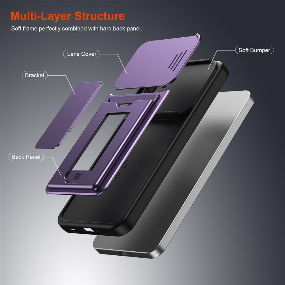 Samsung Galaxy A27 EIDERWOOD Hybrid Tough Case with Card Holder & Cam Slider - Purple