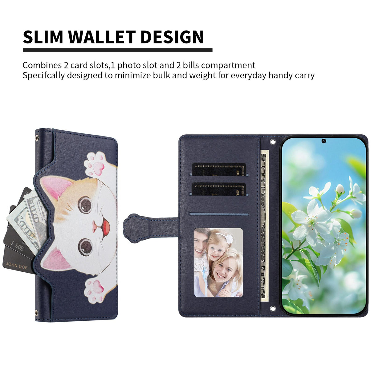 iPhone 18 Pro Max / 17 Pro Max Flipcase with 3D Cat Ears - Card Holder & Stand Function - Purple