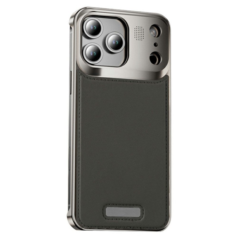 iPhone 17 Pro EIDERWOOD Stylish Metal Case with Faux Leather - Silver / Grey