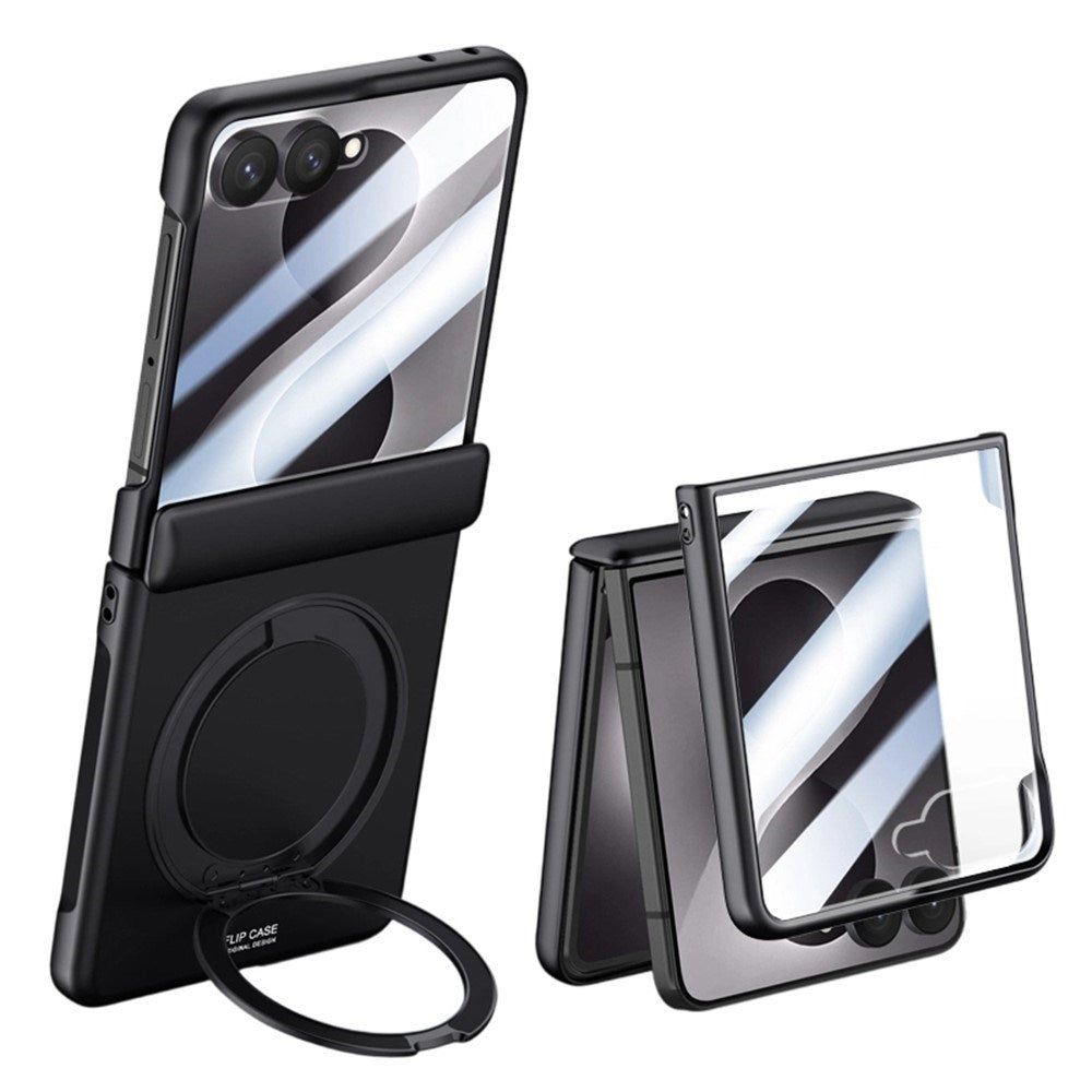Samsung Galaxy Z Flip8 EIDERWOOD Case - Built-in Screen Protection & Stand Function - Black
