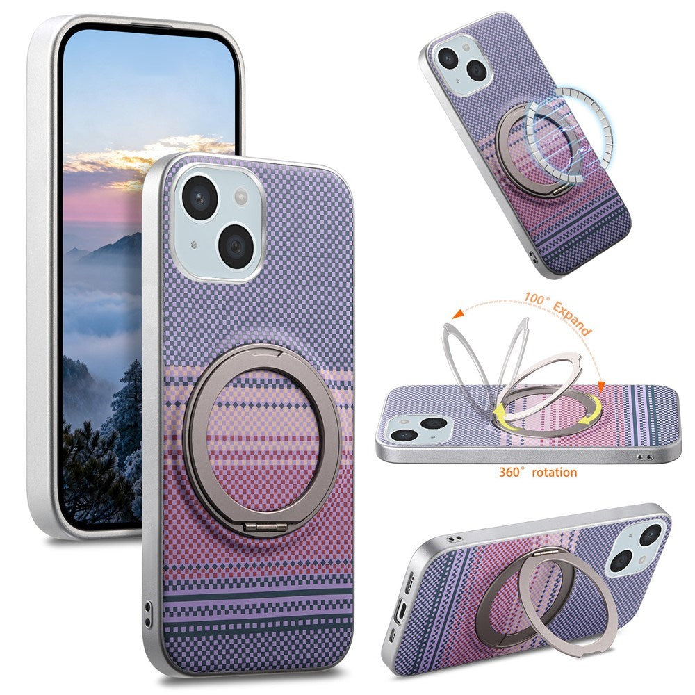 iPhone 14 / 13 EIDERWOOD Hybrid Plastic Gradient Case with Rotating Kickstand - MagSafe Compatible - Purple