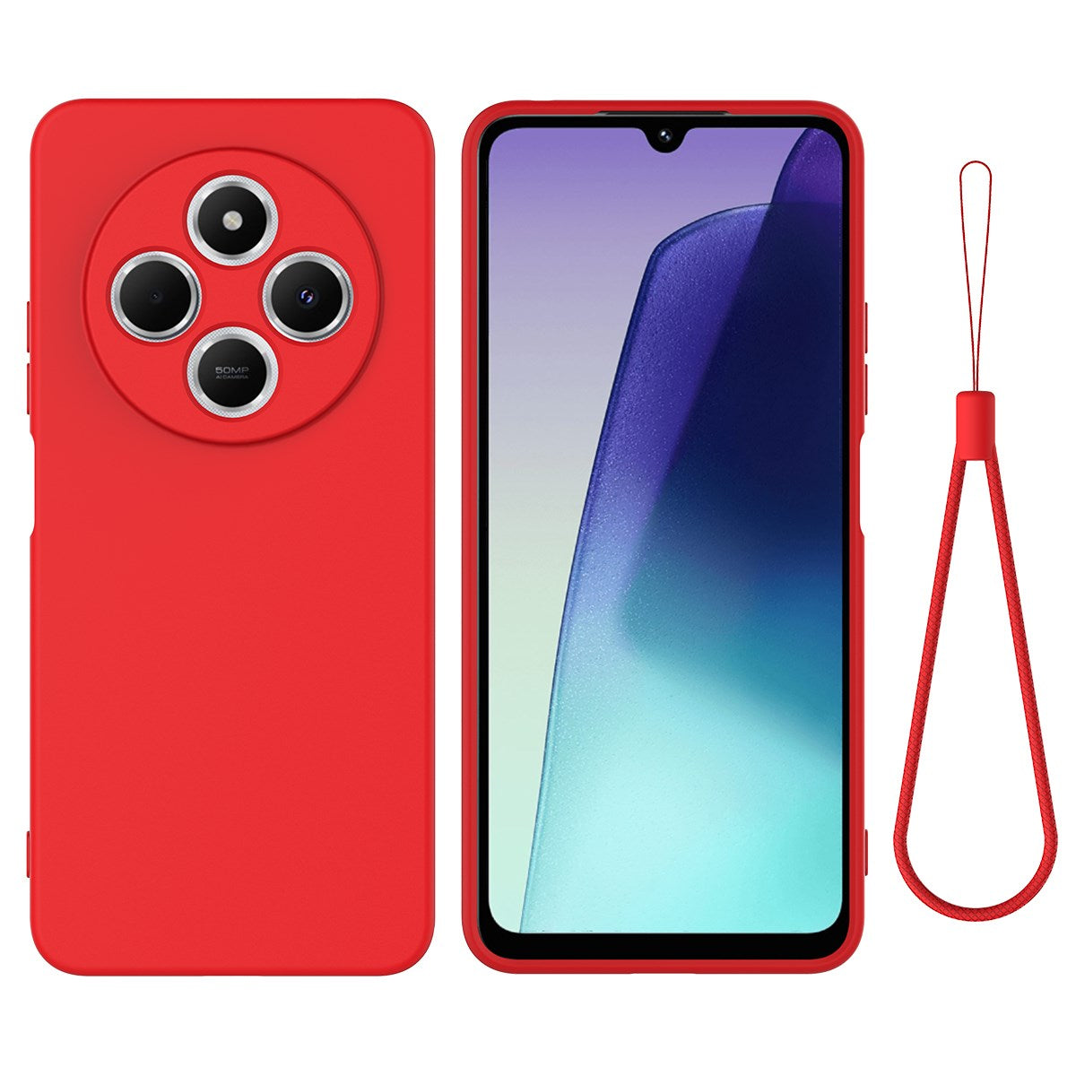 Xiaomi Redmi 17C (4G) EIDERWOOD Silicone Case W. Strap - Red