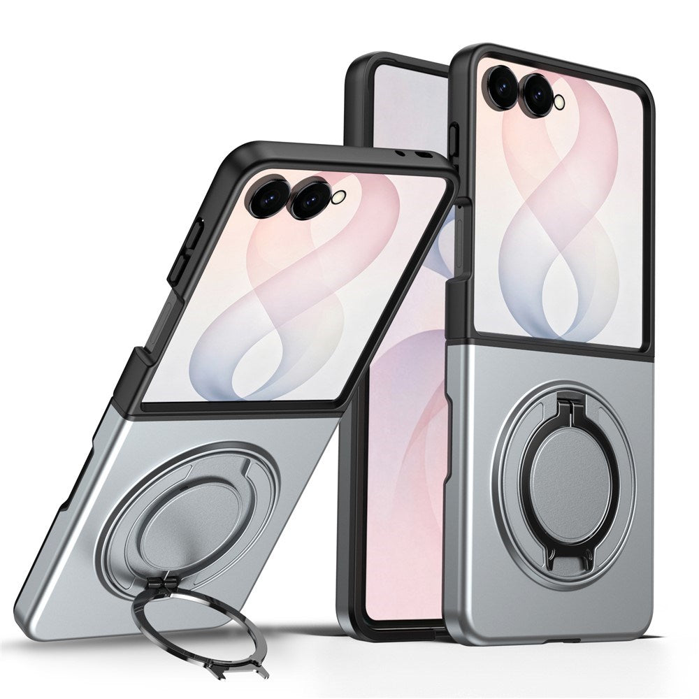 Samsung Galaxy Z Flip8 EIDERWOOD Hybrid Case with 360° Rotatable Kickstand - Grey