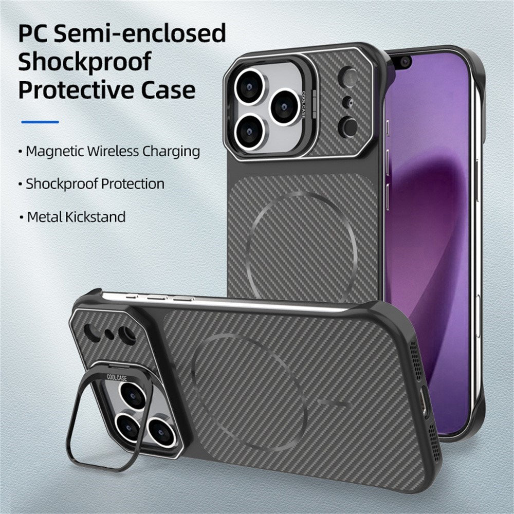 iPhone 18 Pro / 17 Pro EIDERWOOD Carbon Fiber Case w . Kickstand - MagSafe Compatible - Orange