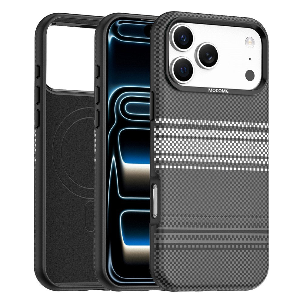 iPhone 18 Pro Max EIDERWOOD Case with Patterned Faux Leather Back - MagSafe Compatible - Grey