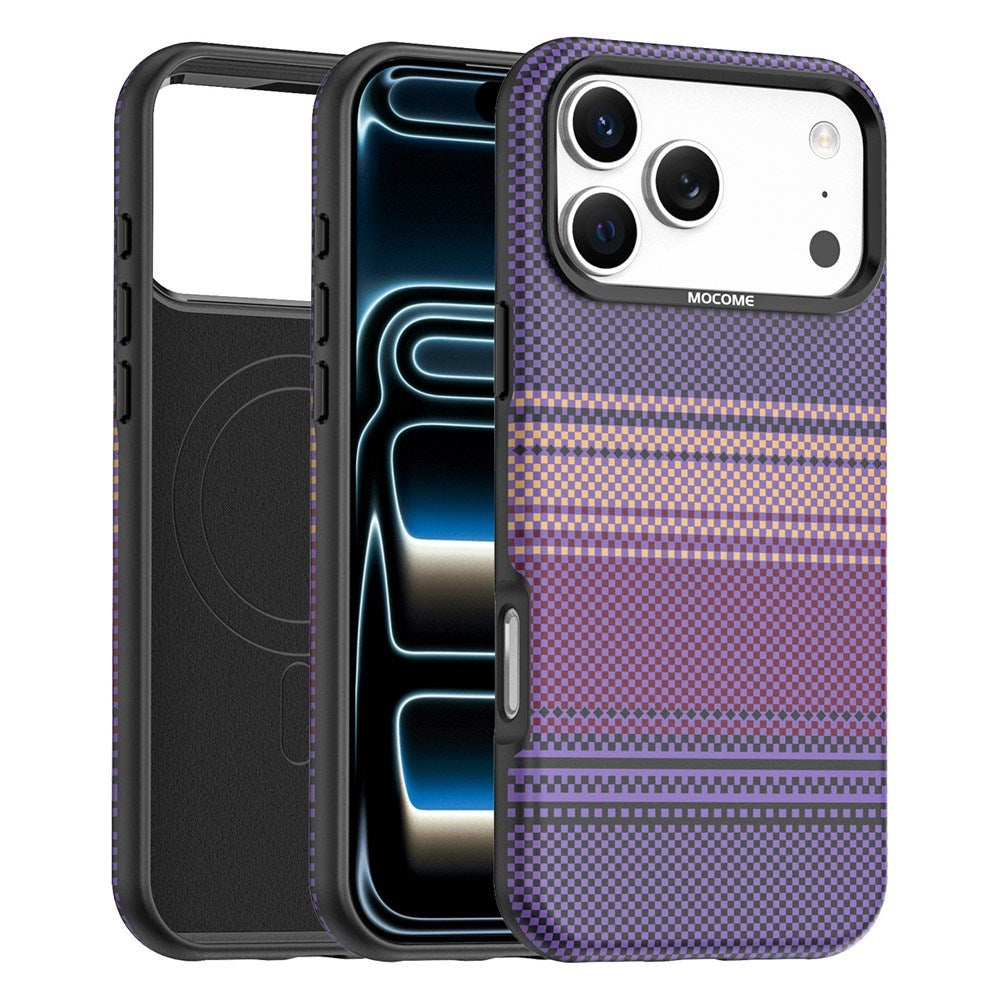 iPhone 18 Pro Max EIDERWOOD Case with Patterned Faux Leather Back - MagSafe Compatible - Purple