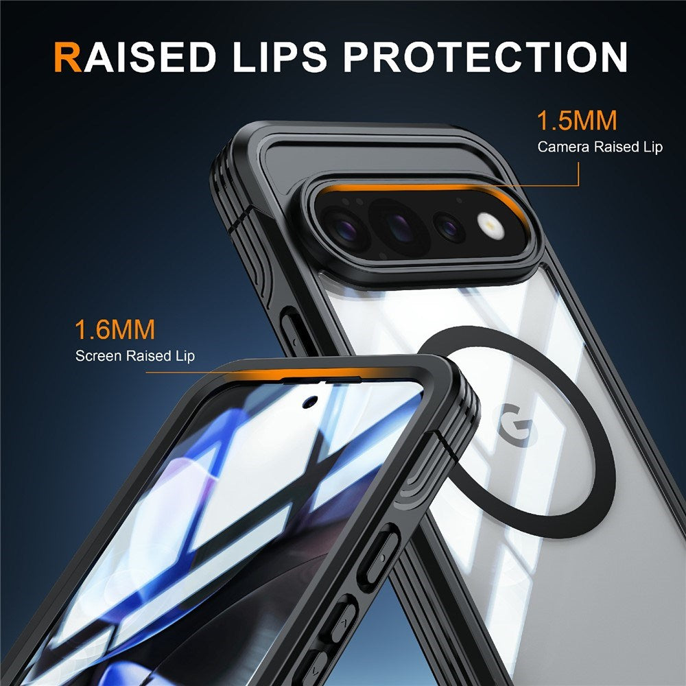 Google Pixel 11 Pro XL Shockproof Case with Built-in Screen Protector - Transparent / Blue