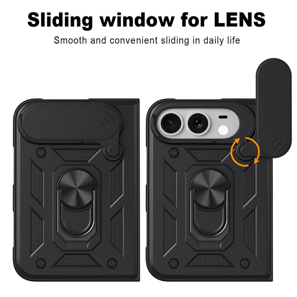 iPhone Fold EIDERWOOD Hybrid Tough Case with Kickstand & Cam Slider - Black