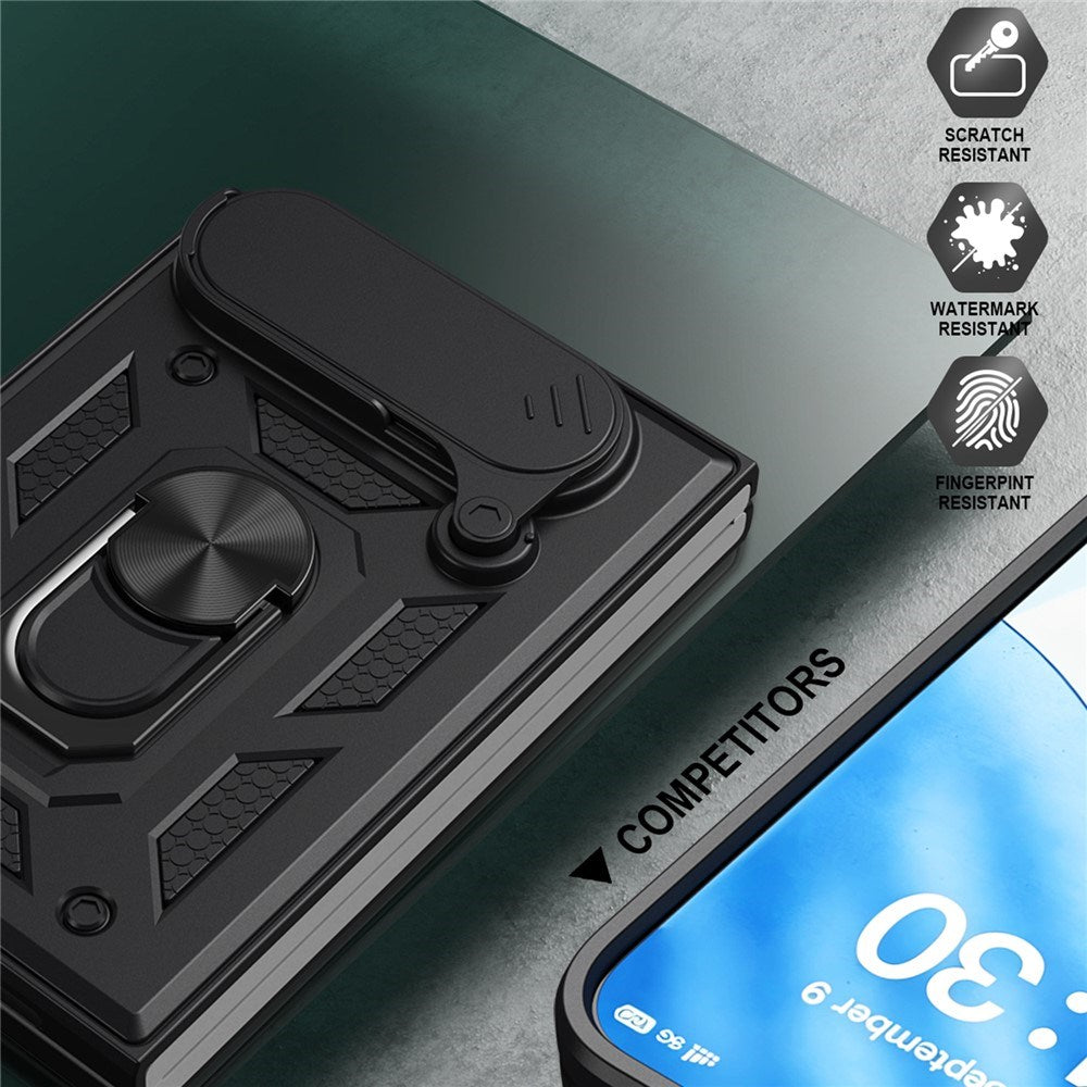 iPhone Fold EIDERWOOD Hybrid Tough Case with Kickstand & Cam Slider - Black