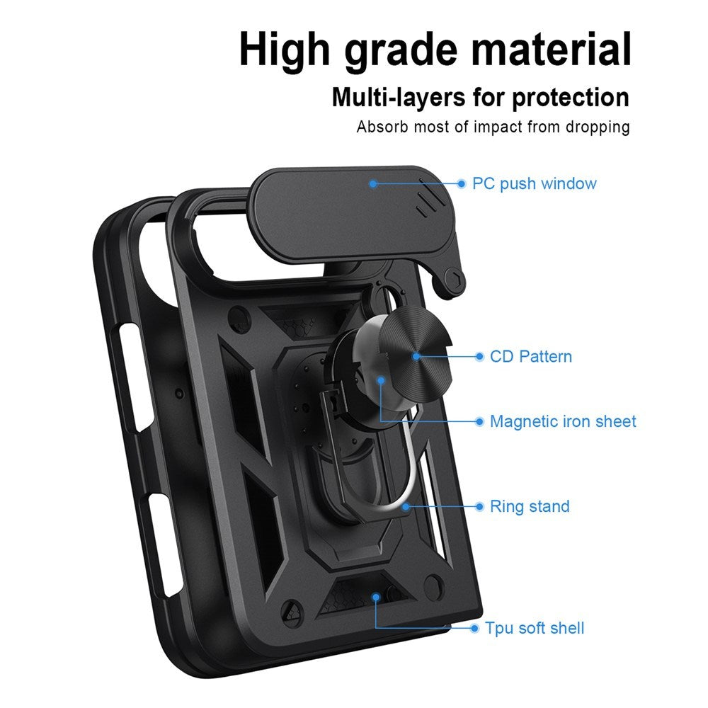 iPhone Fold EIDERWOOD Hybrid Tough Case with Kickstand & Cam Slider - Black