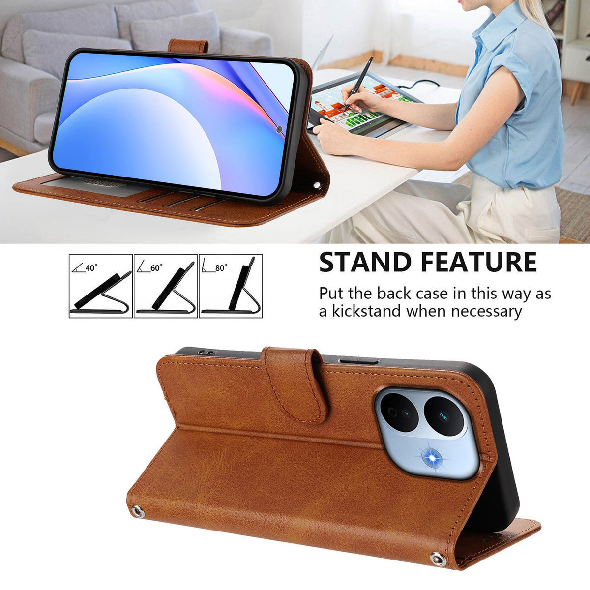 Xiaomi Redmi Note 17 Pro Max (5G) EIDERWOOD Faux Leather Flip Case with Strap - Brown