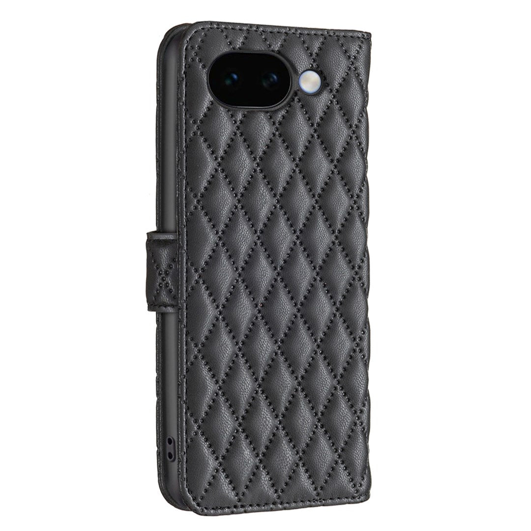Google Pixel 11a EIDERWOOD Textured Faux Leather Flip Case with Card Holder & Stand Function - Black