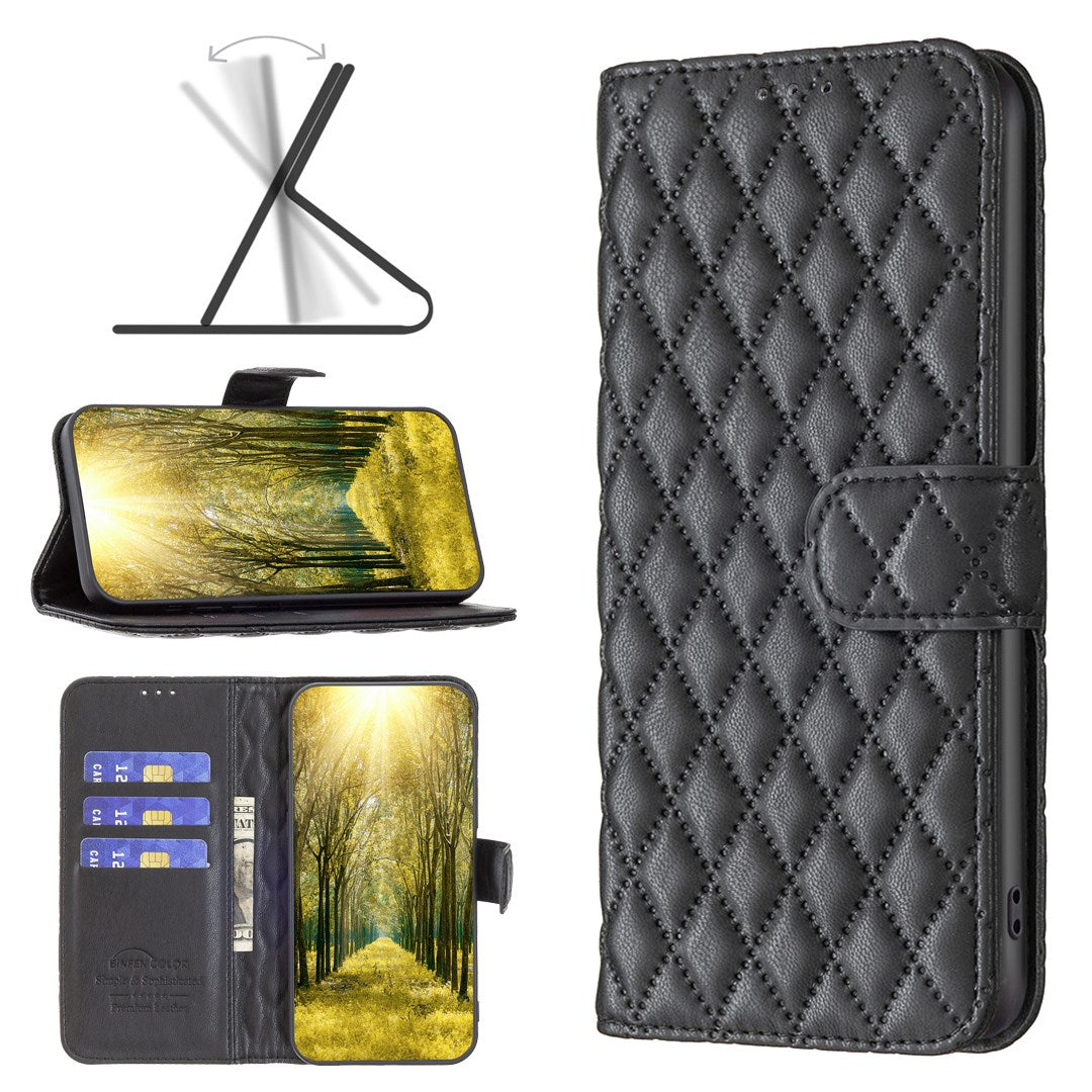 Google Pixel 11a EIDERWOOD Textured Faux Leather Flip Case with Card Holder & Stand Function - Black