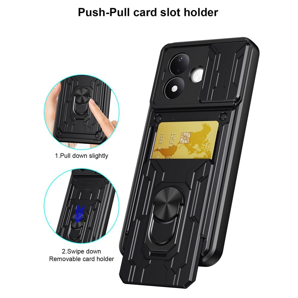 Xiaomi Redmi Note 17 (5G / 4G) EIDERWOOD Hybrid Rugged Case with Card Holder & Camera Slider - Black