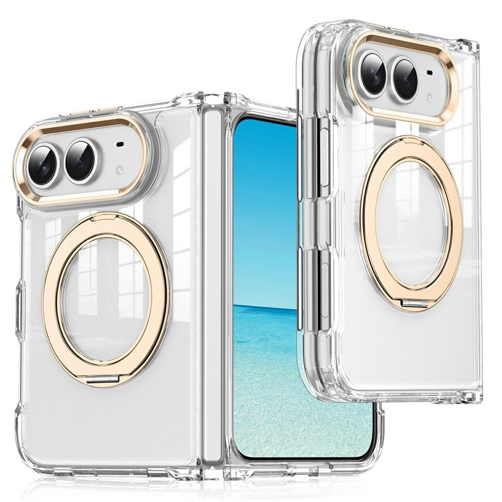 iPhone Duo EIDERWOOD Hybrid Case with Kickstand - MagSafe Compatible - Transparent / Gold