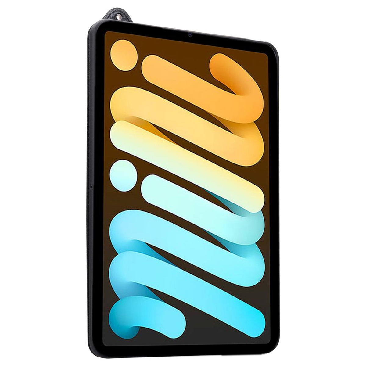 iPad Mini (2026) 8th Gen. EIDERWOOD Faux Leather Back Case with Strap Kickstand - Black