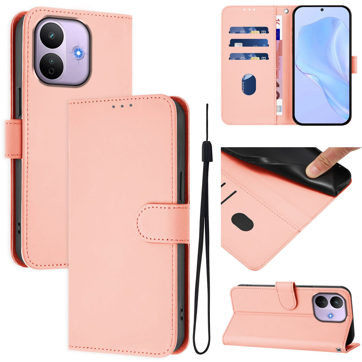 Xiaomi Redmi Note 17 Pro (5G) EIDERWOOD Faux Leather Flip Case with Strap - Pink