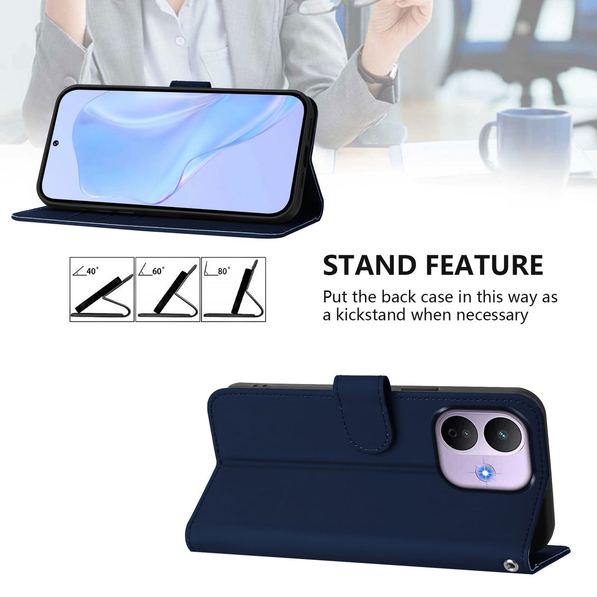Xiaomi Redmi Note 17 Pro (5G) EIDERWOOD Faux Leather Flip Case with Strap - Blue