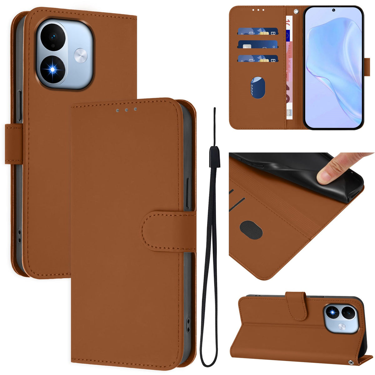 Xiaomi Redmi Note 17 (5G) EIDERWOOD Faux Leather Flip Case with Strap - Brown