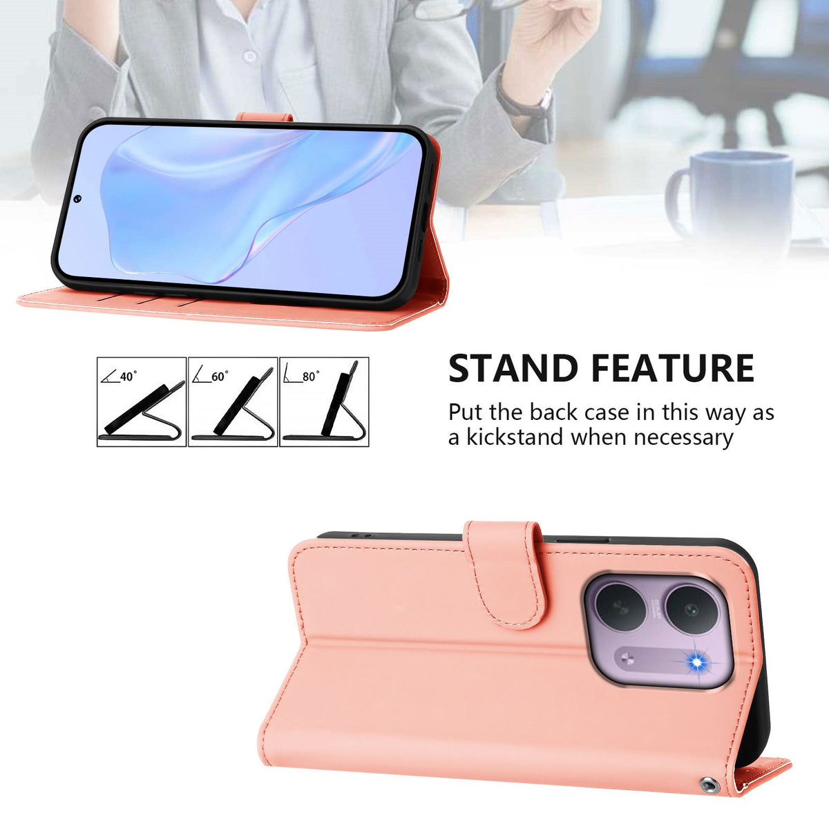 Xiaomi Redmi 17C (5G) EIDERWOOD Artificial Leather Flip Case with Strap - Pink