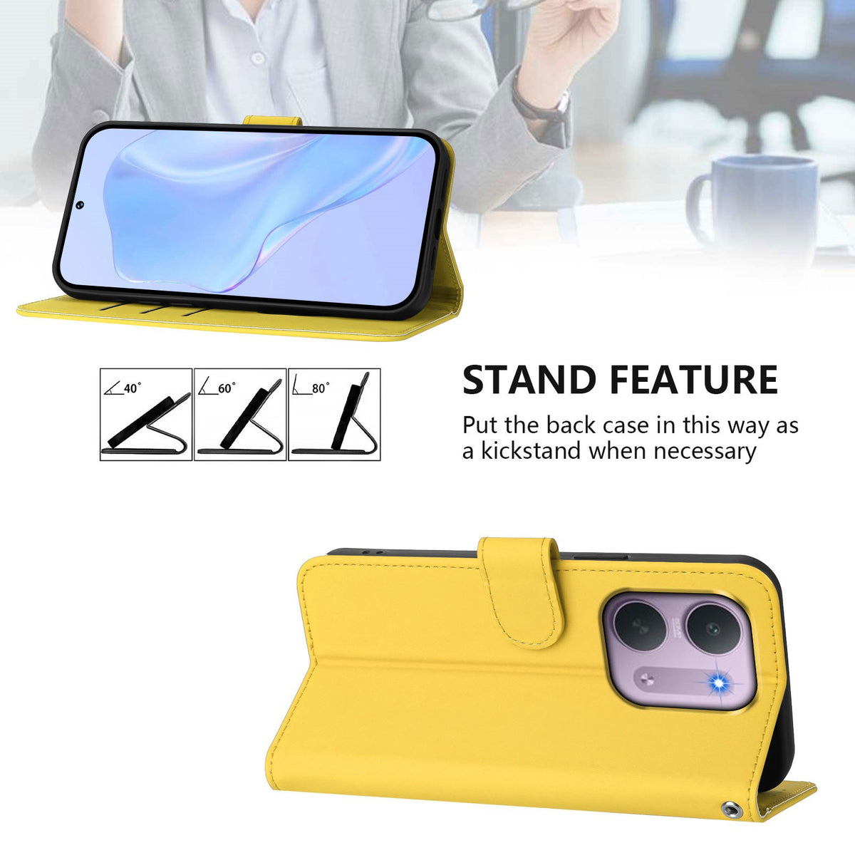 Xiaomi Redmi 17C (5G) EIDERWOOD Artificial Leather Flip Case with Strap - Yellow