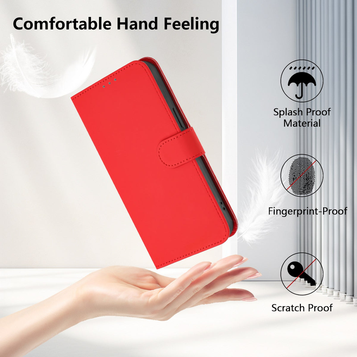 Xiaomi Redmi 17C (5G) EIDERWOOD Artificial Leather Flip Case with Strap - Red