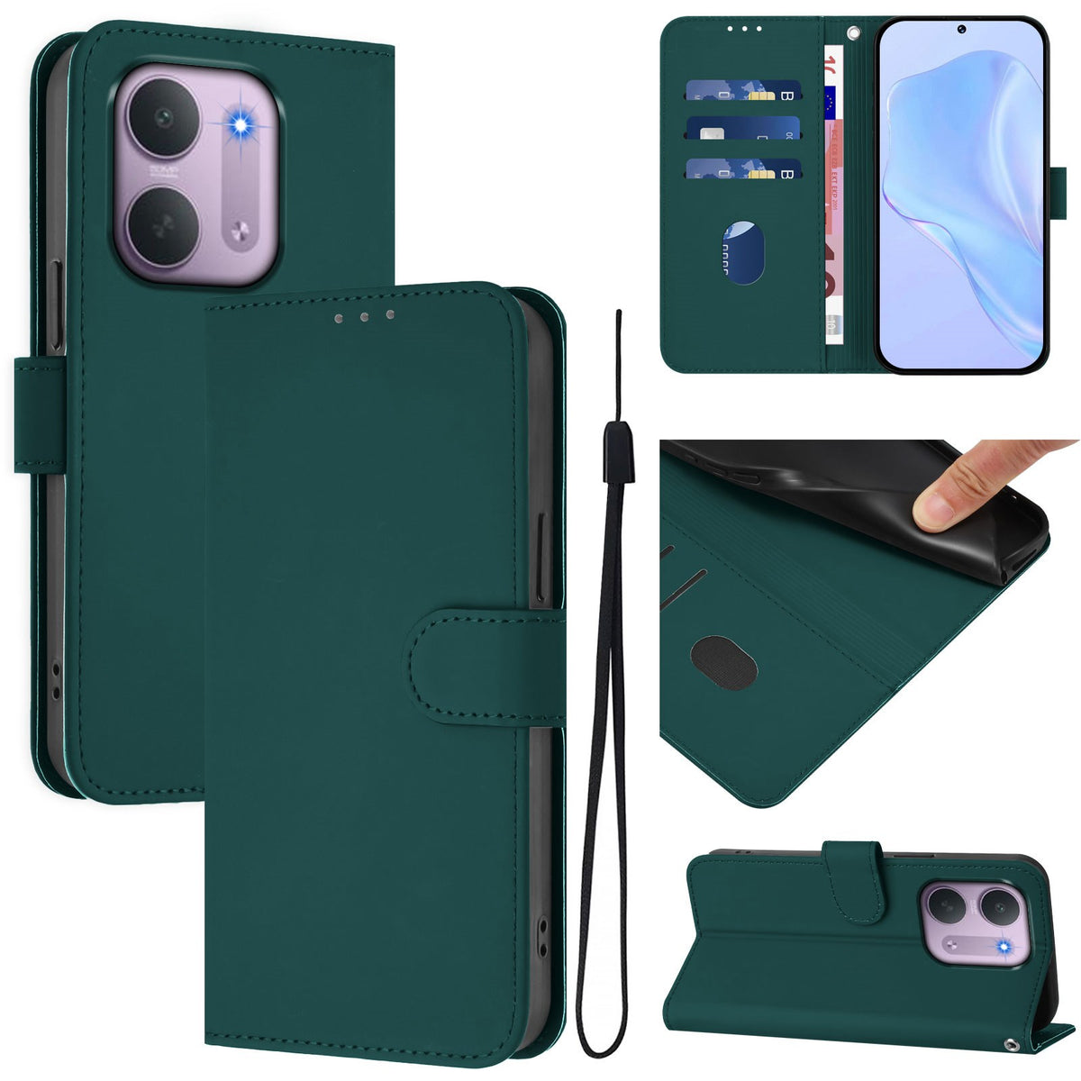 Xiaomi Redmi 17C (5G) EIDERWOOD Artificial Leather Flip Case with Strap - Green