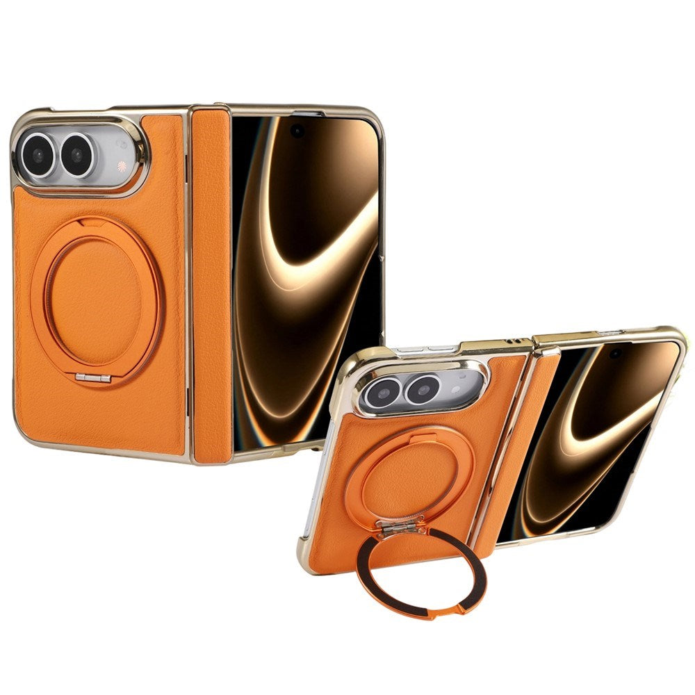 iPhone Duo EIDERWOOD Faux Leather Back Case with Kickstand - MagSafe Compatible - Orange