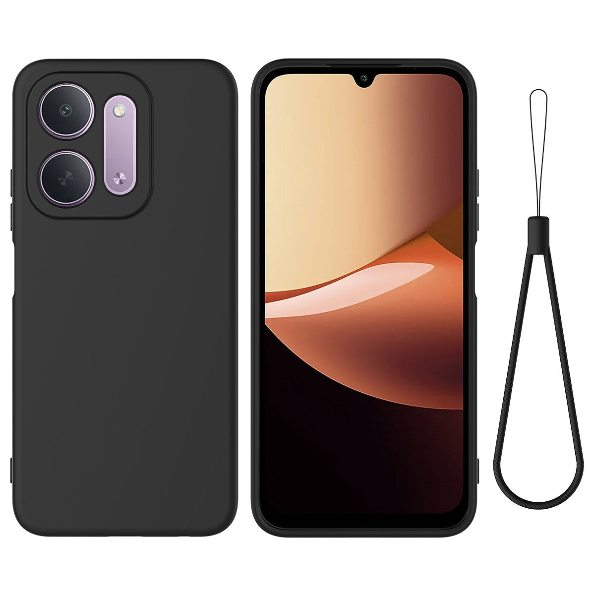 Xiaomi Redmi 17C (5G) EIDERWOOD Silicone Case w. Strap - Black