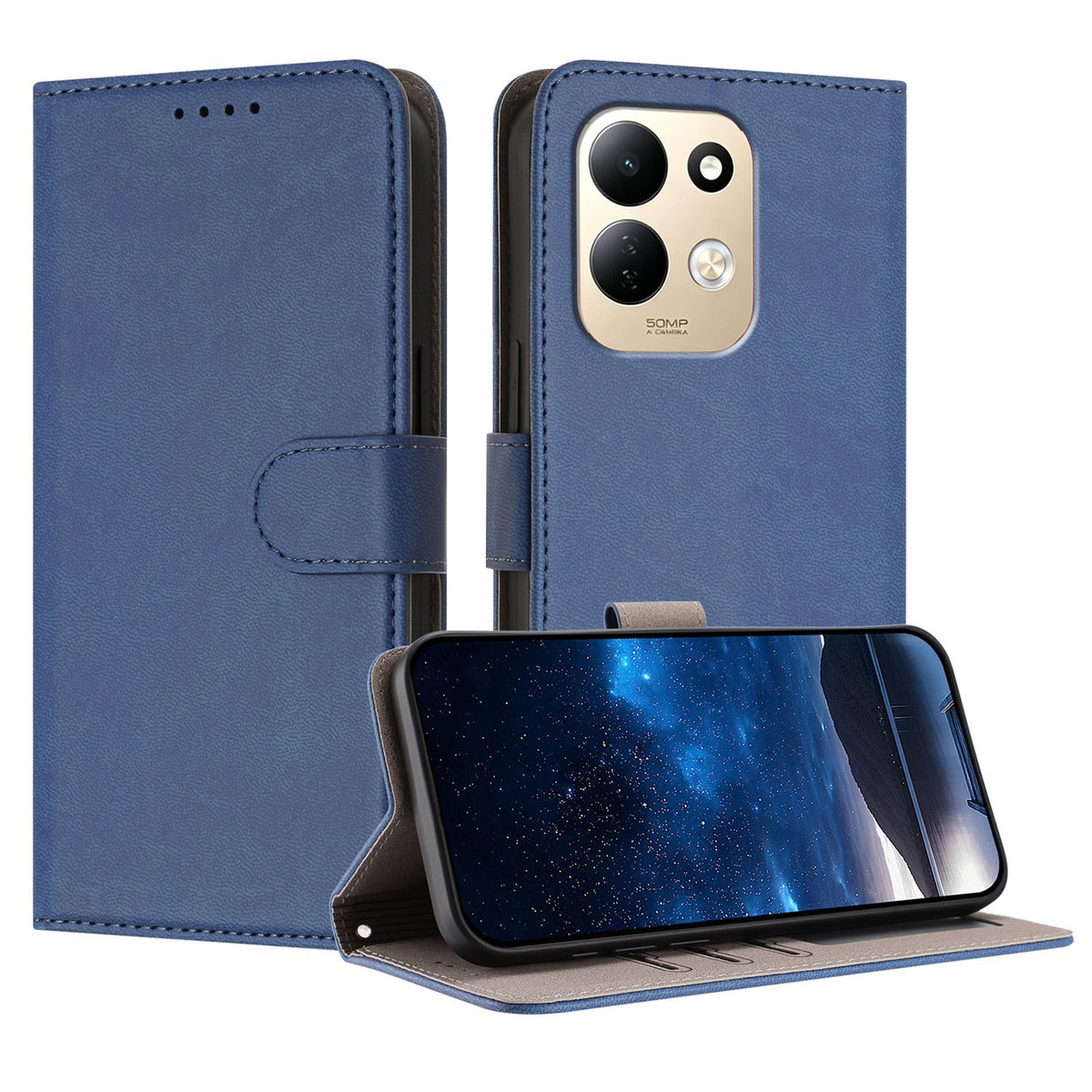 Xiaomi Redmi 17 (5G) / (4G) EIDERWOOD Artificial Leather Flip Case with Stand and Card Holder - Blue