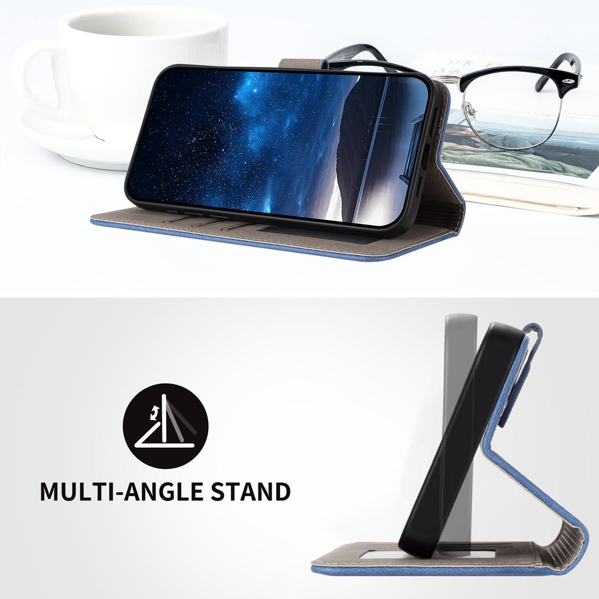Xiaomi Redmi 17 (5G) / (4G) EIDERWOOD Artificial Leather Flip Case with Stand and Card Holder - Blue