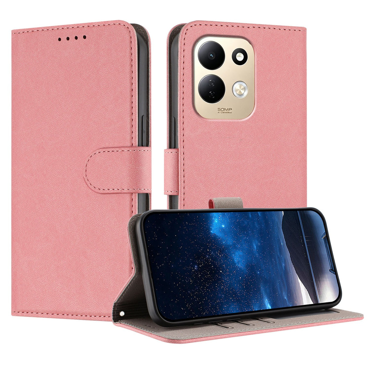 Xiaomi Redmi 17 (5G) / (4G) EIDERWOOD Artificial Leather Flip Case with Stand and Card Holder - Pink