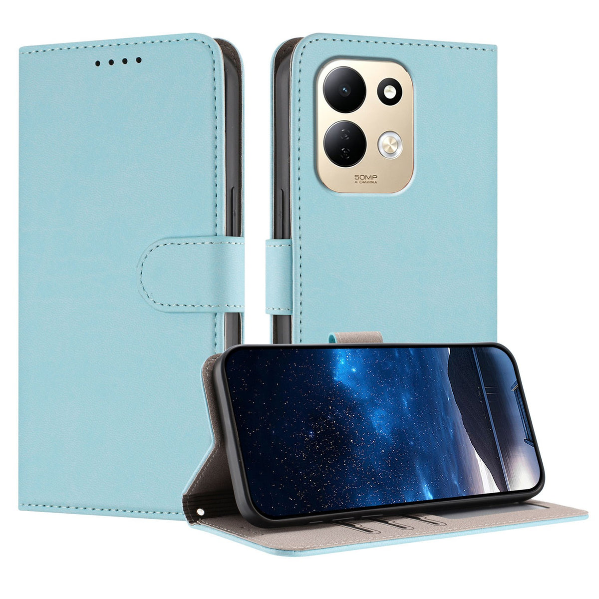 Xiaomi Redmi 17 (5G) / (4G) EIDERWOOD Artificial Leather Flip Case with Stand and Card Holder - Light Blue