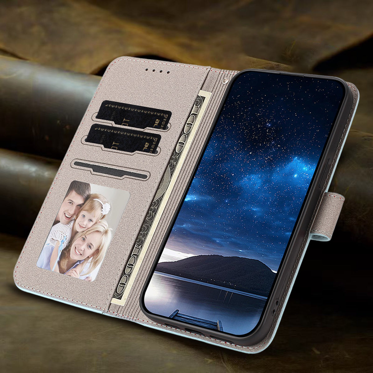 Xiaomi Redmi 17 (5G) / (4G) EIDERWOOD Artificial Leather Flip Case with Stand and Card Holder - Light Blue