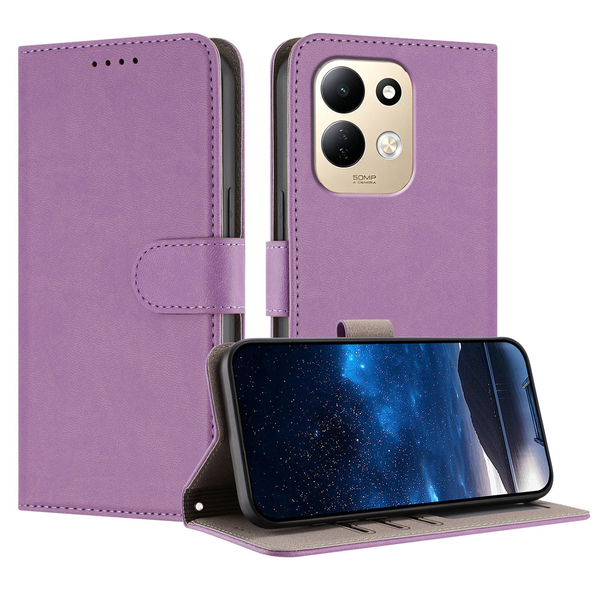 Xiaomi Redmi 17 (5G) / (4G) EIDERWOOD Artificial Leather Flip Case with Stand and Card Holder - Light Purple