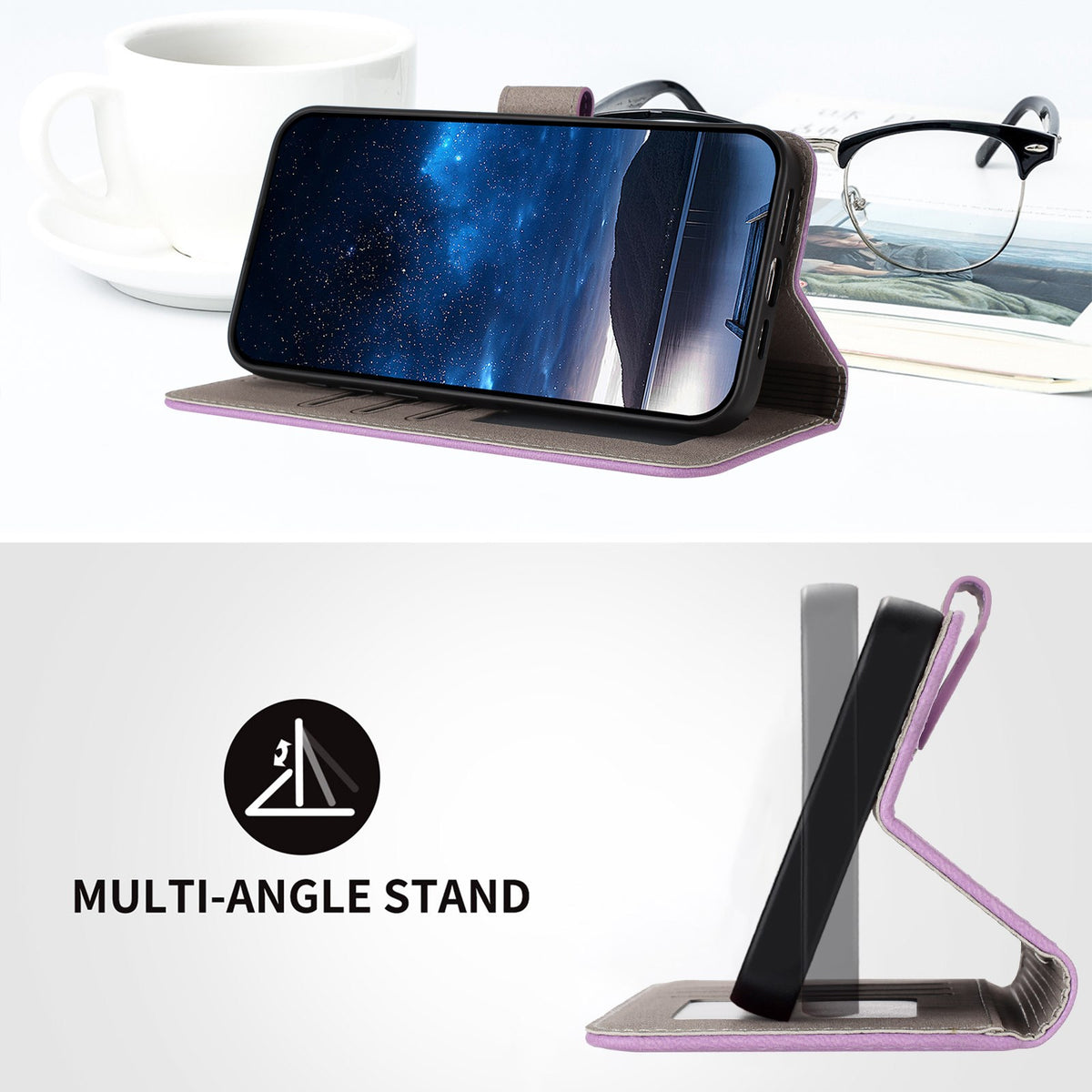 Xiaomi Redmi 17 (5G) / (4G) EIDERWOOD Artificial Leather Flip Case with Stand and Card Holder - Light Purple