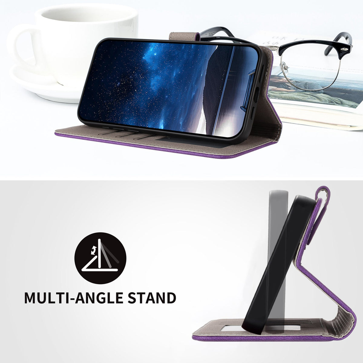 Xiaomi Redmi 17 (5G) / (4G) EIDERWOOD Artificial Leather Flip Case with Stand and Card Holder - Purple