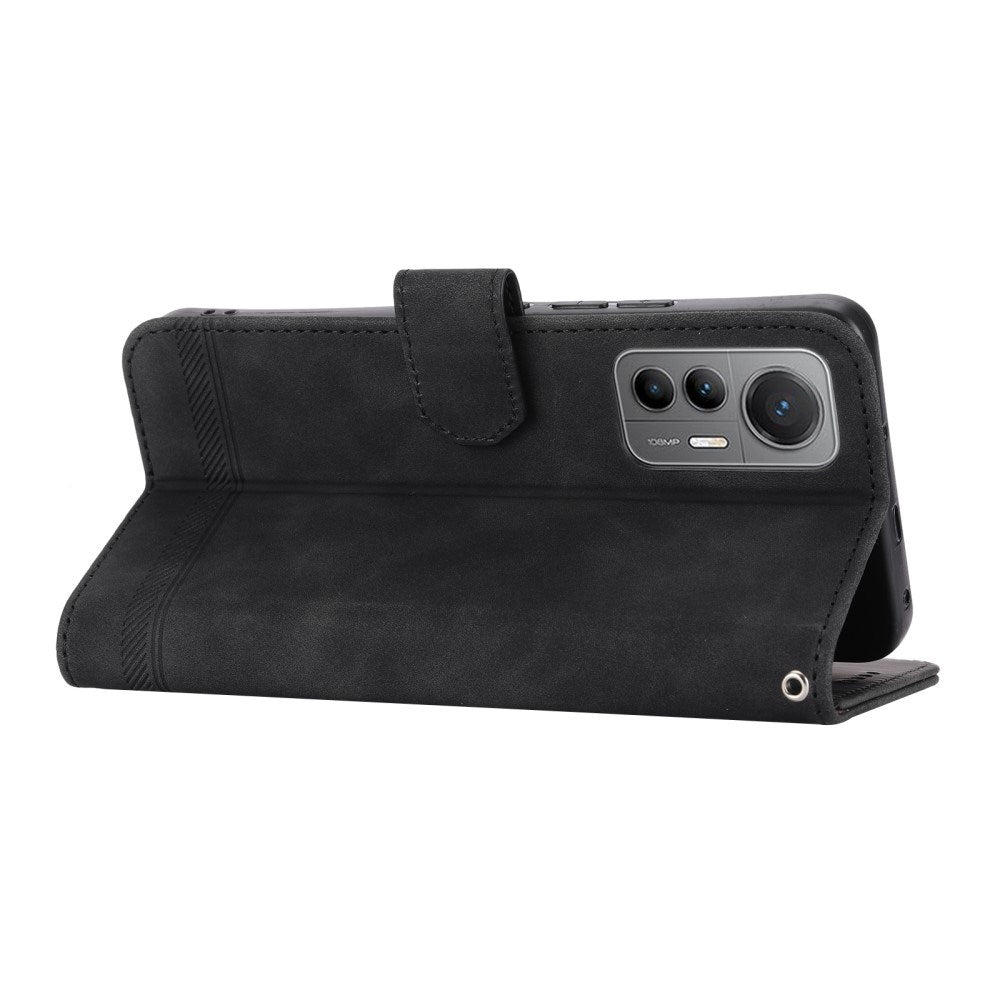 EIDERWOOD Xiaomi 12 Pro Faux Leather Case with Wallet and Strap - Black