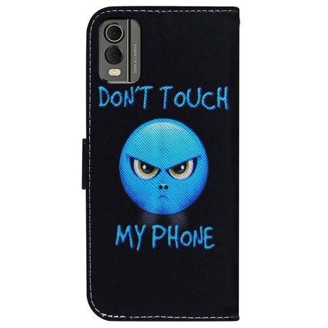 Nokia C32 Leather Wallet Case w. Print - "Don't Touch My Phone"