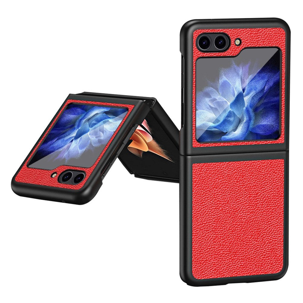 Samsung Galaxy Z Flip5 5G Litchi Leather Case - Red